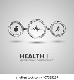 Health and sport symbols. Vector illustration.