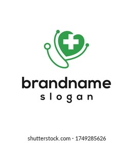 health stethoscope logo design vector