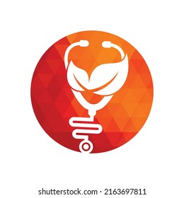 Health stethoscope vector logo design. Stethoscope with leaf icon vector design.