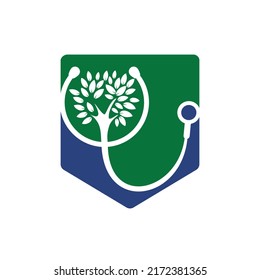 Health stethoscope vector logo design. Stethoscope with tree icon vector design.