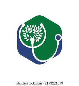 Health stethoscope vector logo design. Stethoscope with tree icon vector design.