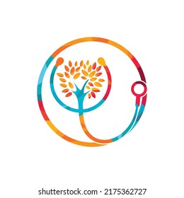 Health stethoscope vector logo design. Stethoscope with tree icon vector design.