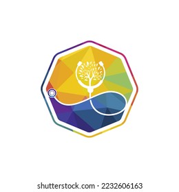 Health stethoscope vector logo design. Stethoscope with tree icon vector design.