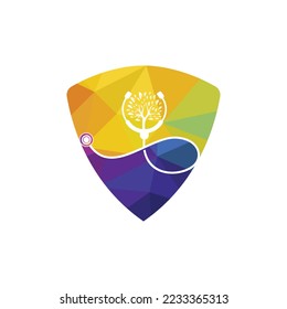 Health stethoscope vector logo design. Stethoscope with tree icon vector design.