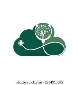Health stethoscope vector logo design. Stethoscope with tree icon vector design.