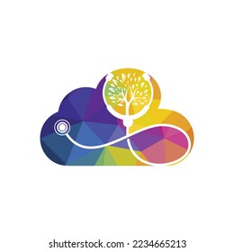 Health stethoscope vector logo design. Stethoscope with tree icon vector design.