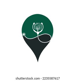 Health stethoscope vector logo design. Stethoscope with tree icon vector design.
