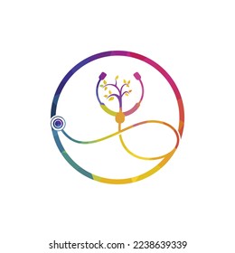 Health stethoscope vector logo design. Stethoscope with tree icon vector design.
