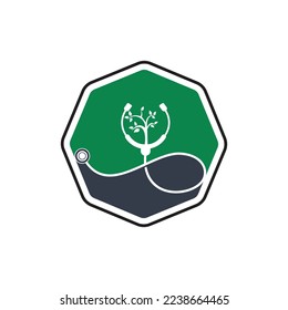 Health stethoscope vector logo design. Stethoscope with tree icon vector design.