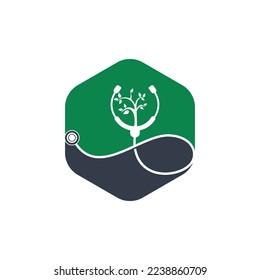 Health stethoscope vector logo design. Stethoscope with tree icon vector design.