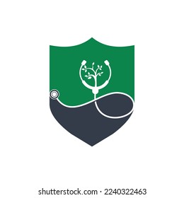 Health stethoscope vector logo design. Stethoscope with tree icon vector design.