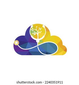 Health stethoscope vector logo design. Stethoscope with tree icon vector design.