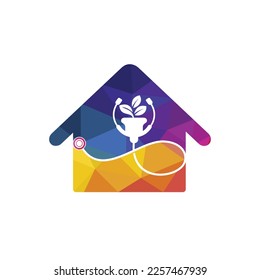 Health stethoscope vector logo design. Stethoscope with flower pot icon vector design.