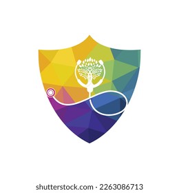 Health stethoscope vector logo design. Stethoscope with tree icon vector design.