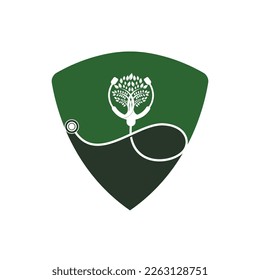 Health stethoscope vector logo design. Stethoscope with tree icon vector design.