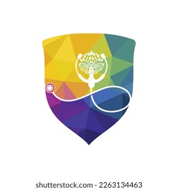 Health Stethoscope, Vektorlogo-Design. Stethoskop mit Baumsymbol-Vektordesign.