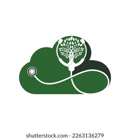 Health stethoscope vector logo design. Stethoscope with tree icon vector design.
