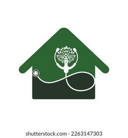Health stethoscope vector logo design. Stethoscope with tree icon vector design.