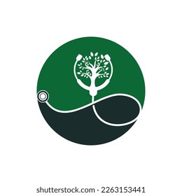 Health stethoscope vector logo design. Stethoscope with tree icon vector design.