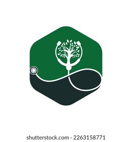 Health stethoscope vector logo design. Stethoscope with tree icon vector design.