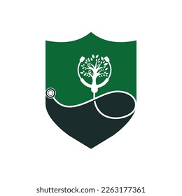 Health stethoscope vector logo design. Stethoscope with tree icon vector design.