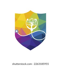 Health stethoscope vector logo design. Stethoscope with tree icon vector design.