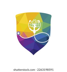 Health stethoscope vector logo design. Stethoscope with tree icon vector design.