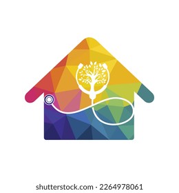 Health stethoscope vector logo design. Stethoscope with tree icon vector design.