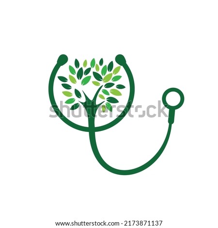 Health stethoscope vector logo design. Stethoscope with tree icon vector design.