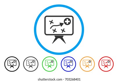 Health Strategy rounded icon. Vector illustration style is a flat iconic symbol inside a circle, with black, grey, green, blue, orange, red color versions. Designed for web and software interfaces.