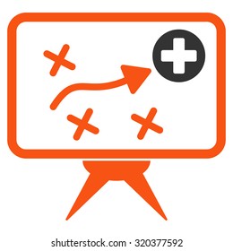 Health Strategy vector icon. Style is bicolor flat symbol, orange and gray colors, rounded angles, white background.