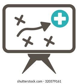 Health Strategy vector icon. Style is bicolor flat symbol, grey and cyan colors, rounded angles, white background.