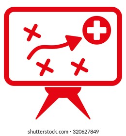 Health Strategy vector icon. Style is flat symbol, red color, rounded angles, white background.