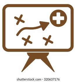 Health Strategy vector icon. Style is flat symbol, brown color, rounded angles, white background.