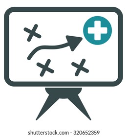Health Strategy vector icon. Style is bicolor flat symbol, soft blue colors, rounded angles, white background.
