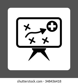 Health Strategy vector icon. Style is flat rounded square button, black and white colors, gray background.
