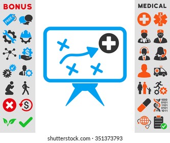 Health Strategy vector icon. Style is bicolor flat symbol, blue and gray colors, rounded angles, white background.