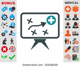 Health Strategy vector icon. Style is bicolor flat symbol, soft blue colors, rounded angles, white background.
