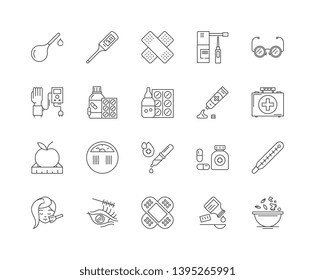 Health supplements line icons, signs, vector set, outline illustration concept 