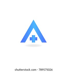 Health symbol Initial Logo Letter A of Symbol Company. Modern template Flat signs design on White Background. vector icon illustration - Vector