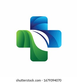 health symbol and leaf concept