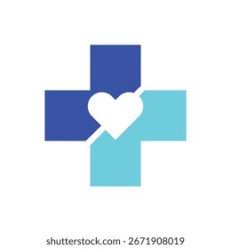 Diseño del logotipo del símbolo de la salud, que combina el símbolo del plus y la alegría
