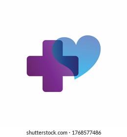 health symbol with love, transparent color concept
