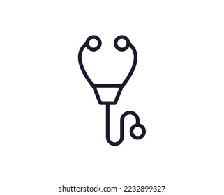 Símbolo de salud. Firma de vectores para sitios web, anuncios, interfaz de usuario, tiendas de Internet y tiendas. Trazo editable. Icono de línea vector del estetoscopio 