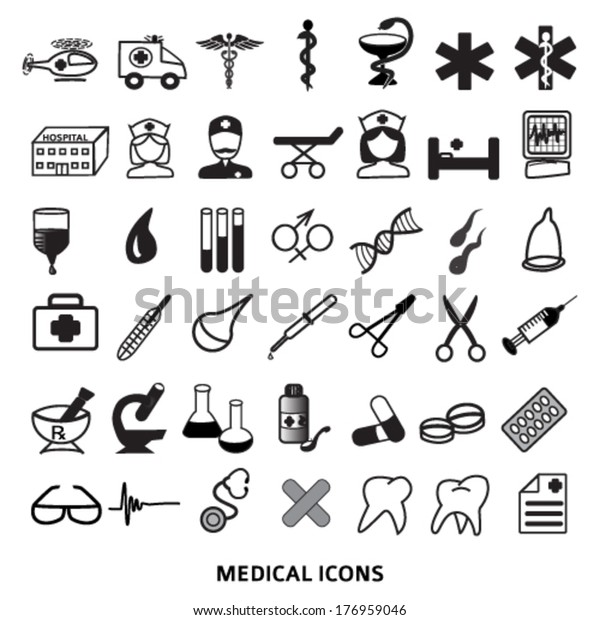 Health Symbols Set Medical Healthcare Icons Vetor Stock Livre De Direitos 176959046 9815