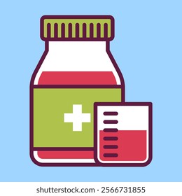 health syrup medicine bottle icon clipart illustration