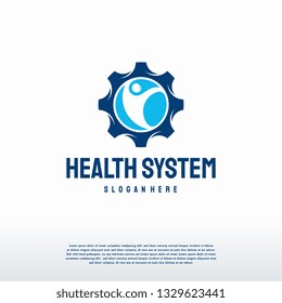 Health System logo designs vector, Person and gear logo template
