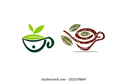 Health Tea Template Logo Set