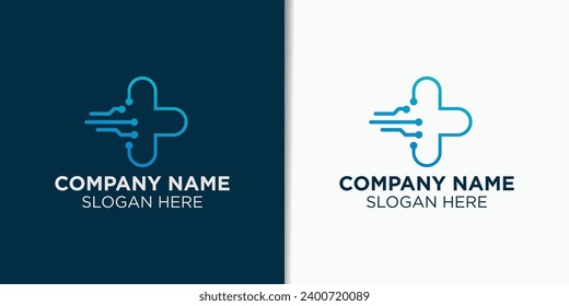 health and tech logo design vector, technology logo inspiration