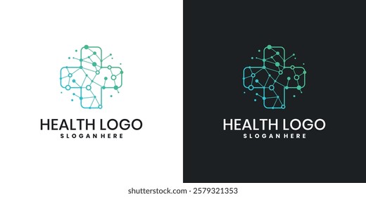Health tech logo, medical cross logo design